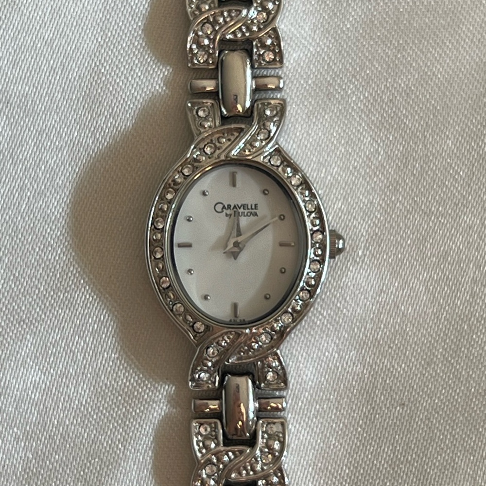 Caravelle x Bulova Silver-Toned and Crystal Women’s Watch